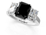 White gold Three-Stone Fancy Black Radiant Cut Cut Diamond Engagement Ring with Flat Band and Four-Prong Setting_13