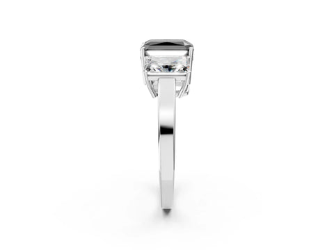 White gold Three-Stone Fancy Black Radiant Cut Cut Diamond Engagement Ring with Flat Band and Four-Prong Setting_14