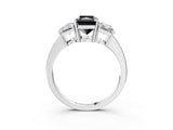 White gold Three-Stone Fancy Black Radiant Cut Cut Diamond Engagement Ring with Flat Band and Four-Prong Setting_15