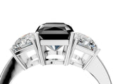 White gold Three-Stone Fancy Black Radiant Cut Cut Diamond Engagement Ring with Flat Band and Four-Prong Setting_16