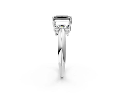 White gold Three-Stone Fancy Black Radiant Cut Cut Diamond Engagement Ring with Prong Setting on a White Gold Band_14