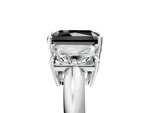 White gold Three-Stone Fancy Black Radiant Cut Cut Diamond Engagement Ring with Prong Setting on a White Gold Band_17