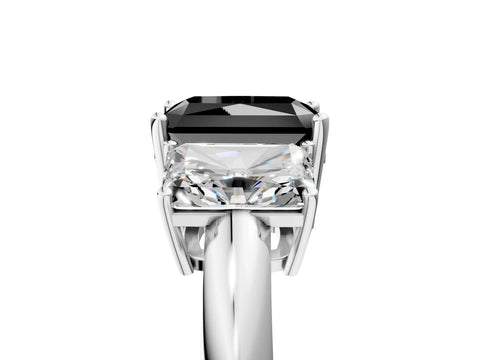 White gold Three-Stone Fancy Black Radiant Cut Cut Diamond Engagement Ring with Prong Setting on a White Gold Band_41