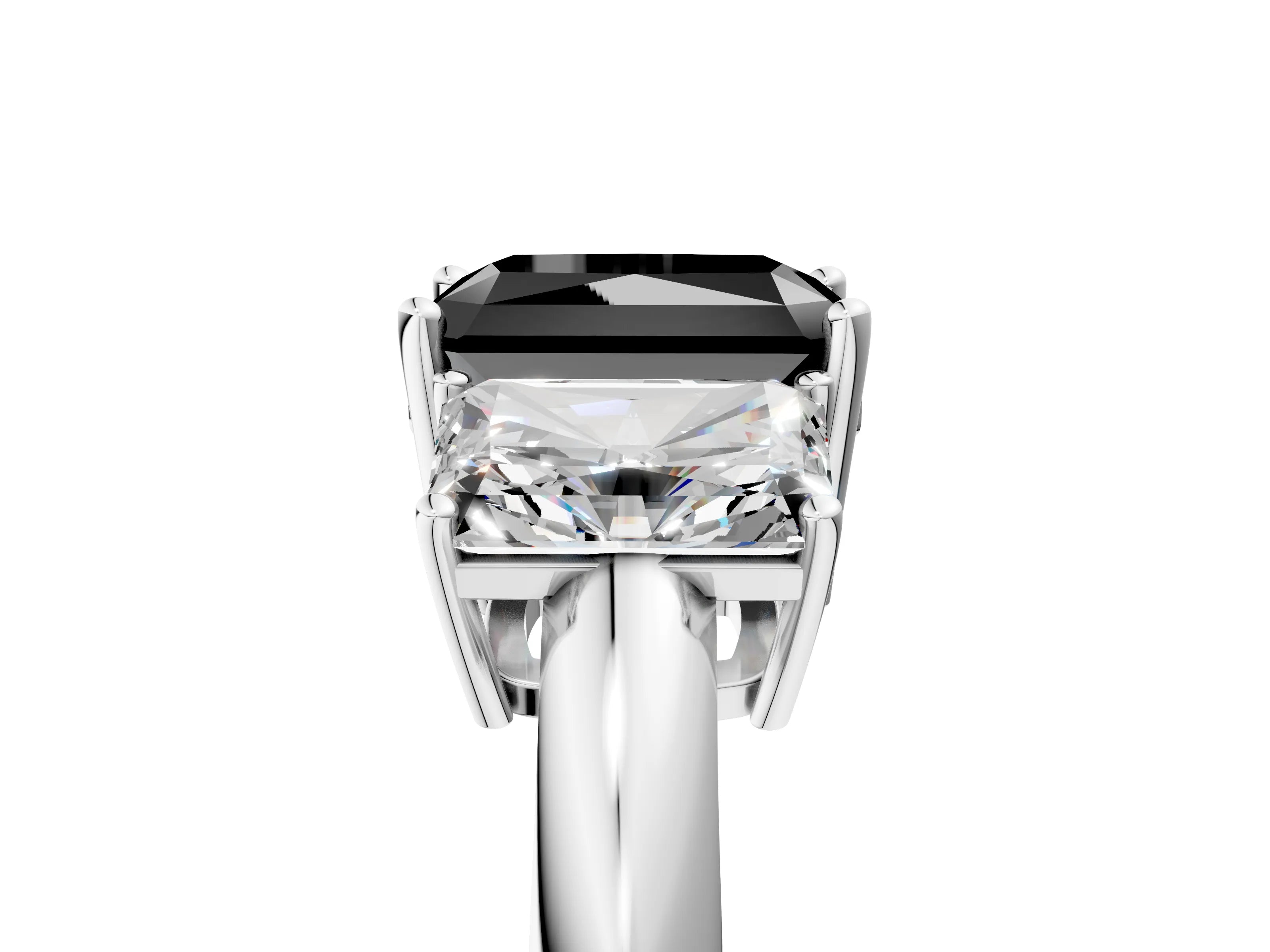 White gold Three-Stone Fancy Black Radiant Cut Cut Diamond Engagement Ring with Prong Setting on a White Gold Band_42