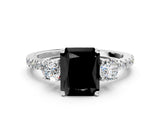 White gold Three-Stone Fancy Black Radiant Cut Cut Diamond Pavé Band with Prong Setting_27
