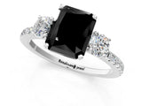 White gold Three-Stone Fancy Black Radiant Cut Cut Diamond Pavé Band with Prong Setting_28