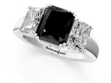 White gold Three-Stone Fancy Black Radiant Cut Cut Diamond Ring with Channel Set Band and Four-Prong Setting_109