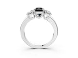 White gold Three-Stone Fancy Black Radiant Cut Cut Diamond Ring with Channel Set Band and Four-Prong Setting_111
