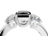 White gold Three-Stone Fancy Black Radiant Cut Cut Diamond Ring with Channel Set Band and Four-Prong Setting_112