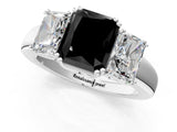 White gold Three-Stone Fancy Black Radiant Cut Cut Diamond Ring with Channel Set Band and Four-Prong Setting_13