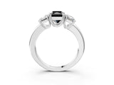 White gold Three-Stone Fancy Black Radiant Cut Cut Diamond Ring with Channel Set Band and Four-Prong Setting_15