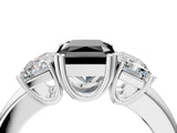 White gold Three-Stone Fancy Black Radiant Cut Cut Diamond Ring with Channel Set Band and Four-Prong Setting_16