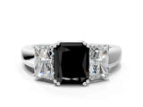 White gold Three-Stone Fancy Black Radiant Cut Cut Diamond Ring with Channel Set Band and Four-Prong Setting_48