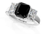 White gold Three-Stone Fancy Black Radiant Cut Cut Diamond Ring with Channel Set Band and Four-Prong Setting_49