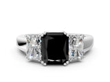 White gold Three-Stone Fancy Black Radiant Cut Cut Diamond Ring with Channel Set Band and Four-Prong Setting_54