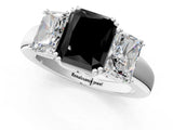White gold Three-Stone Fancy Black Radiant Cut Cut Diamond Ring with Channel Set Band and Four-Prong Setting_55