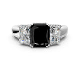 White gold Three-Stone Fancy Black Radiant Cut Cut Diamond Ring with Channel Set Band and Four-Prong Setting_60
