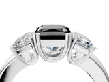 White gold Three-Stone Fancy Black Radiant Cut Cut Diamond Ring with Channel Set Band and Four-Prong Setting_64