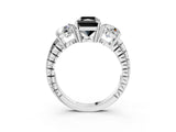 White gold Three-Stone Fancy Black Radiant Cut Cut Diamond Ring with Channel-Set Band and Prong Setting_3