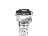 White gold Three-Stone Fancy Black Radiant Cut Cut Diamond Ring with Channel-Set Band and Prong Setting_5