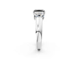White gold Three-Stone Fancy Black Radiant Cut Cut Diamond Ring with Prong Setting and Classic Band_2