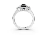 White gold Three-Stone Fancy Black Radiant Cut Cut Diamond Ring with Prong Setting and Classic Band_3