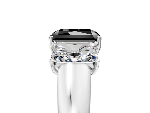 White gold Three-Stone Fancy Black Radiant Cut Cut Diamond Ring with Prong Setting and Classic Band_5