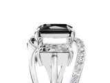 White gold Three-Stone Fancy Black Radiant Cut Cut Diamond Split Shank Prong Set Ring_17