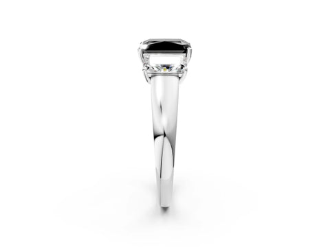 White gold Three-Stone Fancy Black Radiant Cut Cut Solitaire Ring with Classic Prong Setting_14