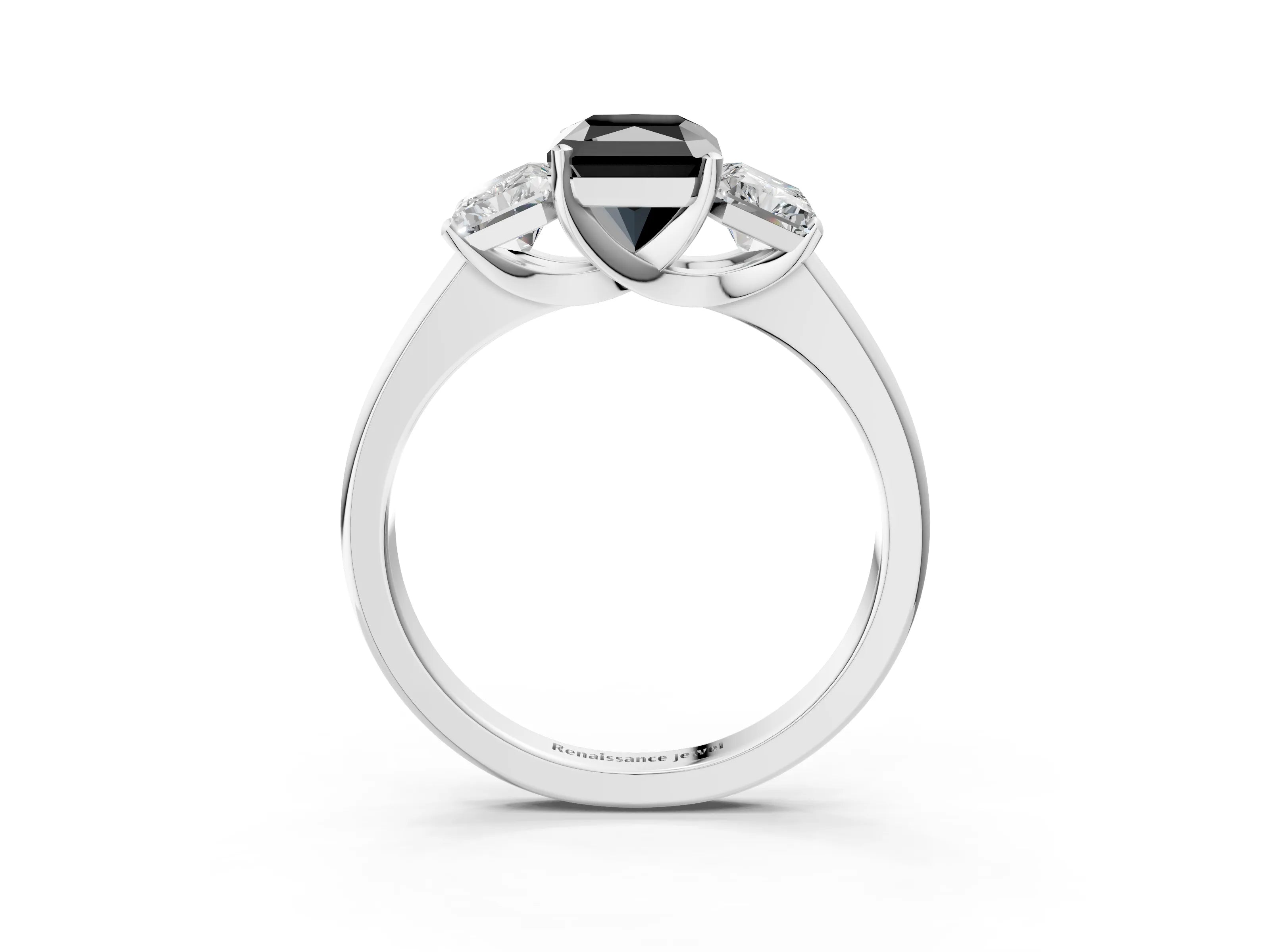White gold Three-Stone Fancy Black Radiant Cut Cut Solitaire Ring with Classic Prong Setting_15
