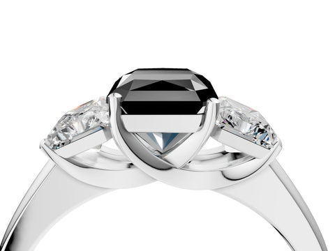 White gold Three-Stone Fancy Black Radiant Cut Cut Solitaire Ring with Classic Prong Setting_16
