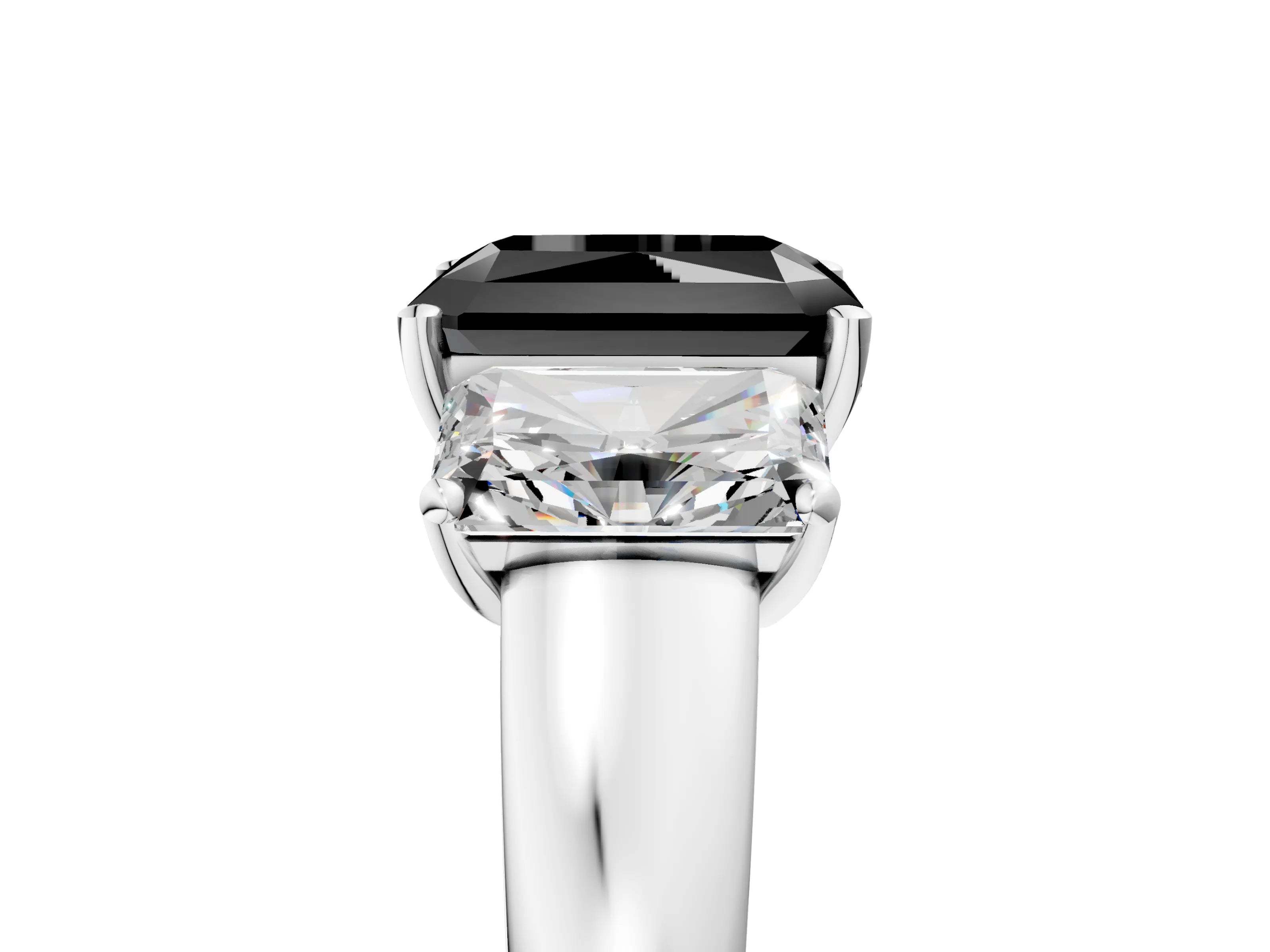 White gold Three-Stone Fancy Black Radiant Cut Cut Solitaire Ring with Classic Prong Setting_17