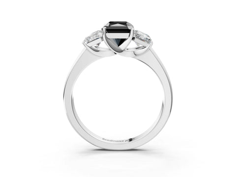 White gold Three-Stone Fancy Black Radiant Cut Cut Solitaire Ring with Classic Prong Setting_3