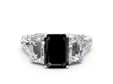White gold Three-Stone Fancy Black Radiant Cut Diamond Braided Band Ring with Four-Prong Setting_72
