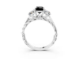 White gold Three-Stone Fancy Black Radiant Cut Diamond Braided Band Ring with Four-Prong Setting_75