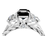 White gold Three-Stone Fancy Black Radiant Cut Diamond Braided Band Ring with Four-Prong Setting_76