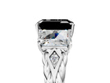 White gold Three-Stone Fancy Black Radiant Cut Diamond Braided Band Ring with Four-Prong Setting_77