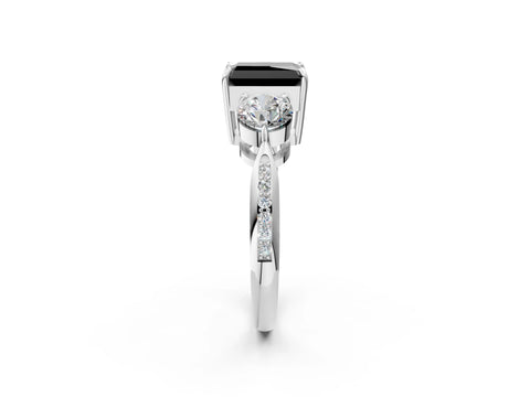 White gold Three-Stone Fancy Black Radiant Cut Diamond Channel Set Engagement Ring with Prong Setting_14