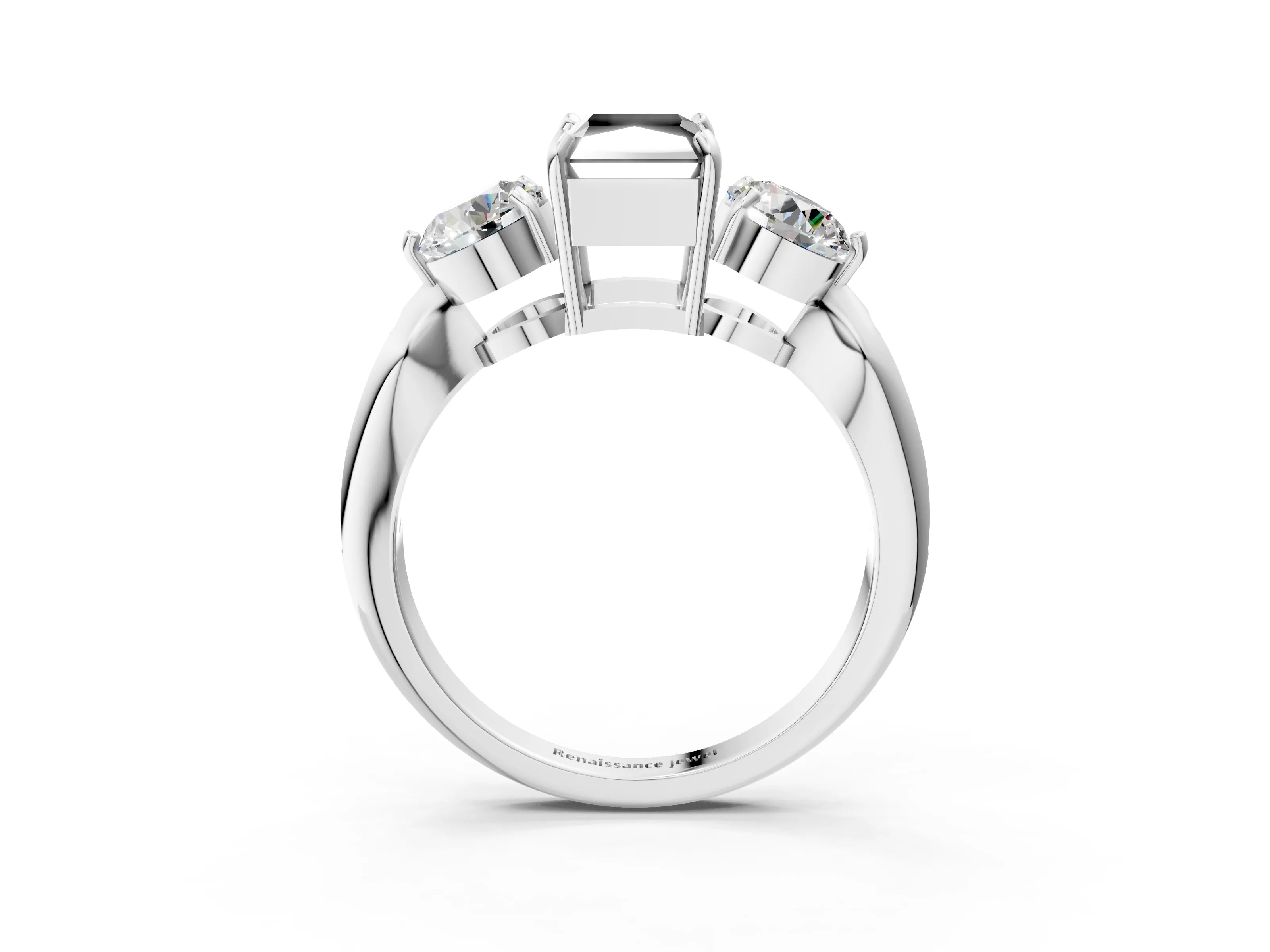 White gold Three-Stone Fancy Black Radiant Cut Diamond Channel Set Engagement Ring with Prong Setting_15