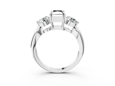 White gold Three-Stone Fancy Black Radiant Cut Diamond Channel Set Engagement Ring with Prong Setting_15