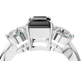 White gold Three-Stone Fancy Black Radiant Cut Diamond Channel Set Engagement Ring with Prong Setting_16