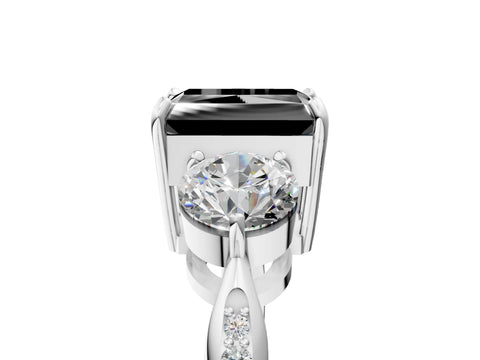 White gold Three-Stone Fancy Black Radiant Cut Diamond Channel Set Engagement Ring with Prong Setting_17