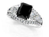 White gold Three-Stone Fancy Black Radiant Cut Diamond Engagement Ring with Pave Band and Prong Setting_13
