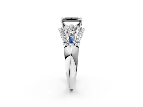 White gold Three-Stone Fancy Black Radiant Cut Diamond Engagement Ring with Pave Band and Prong Setting_14