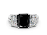 White gold Three-Stone Fancy Black Radiant Cut Diamond Engagement Ring with Prong Setting_15