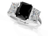 White gold Three-Stone Fancy Black Radiant Cut Diamond Engagement Ring with Prong Setting_16