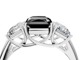 White gold Three-Stone Fancy Black Radiant Cut Diamond Engagement Ring with Prong Setting_19