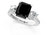 White gold Three-Stone Fancy Black Radiant Cut Diamond Pavé Band with Four-Prong Setting_1