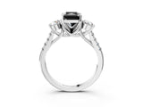 White gold Three-Stone Fancy Black Radiant Cut Diamond Pavé Band with Four-Prong Setting_3