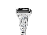 White gold Three-Stone Fancy Black Radiant Cut Diamond Pavé Band with Four-Prong Setting_5